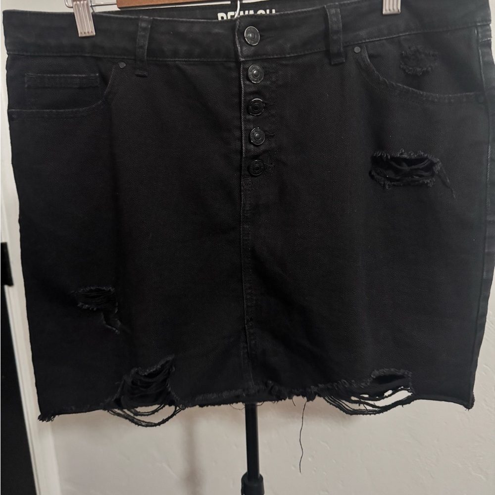 Rewash‎ Black Distressed Pencil Skirt
